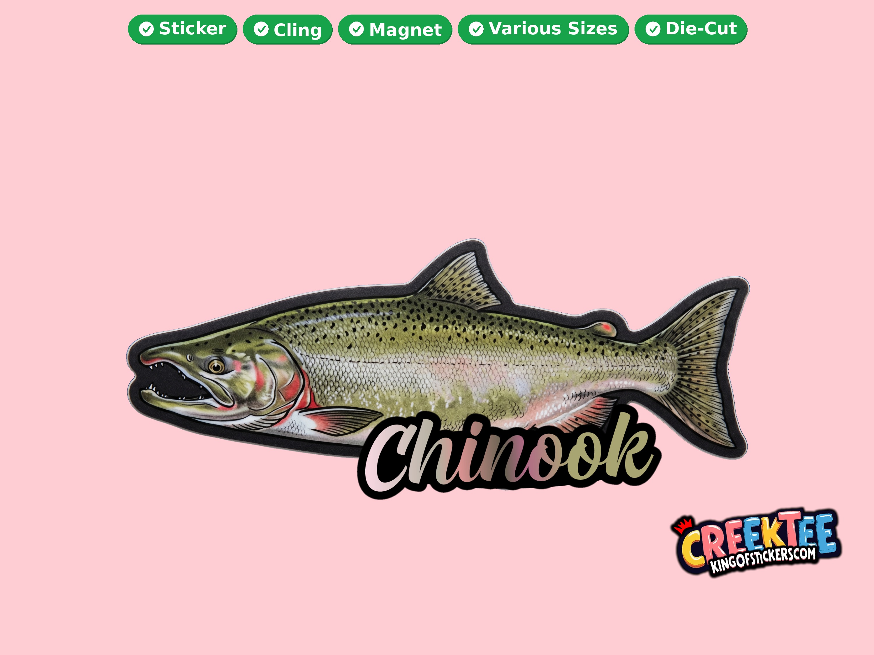 Fish  Vinyl Bumper Sticker  Window Cling or Magnet in UV Laminate Coating and Various Sizes