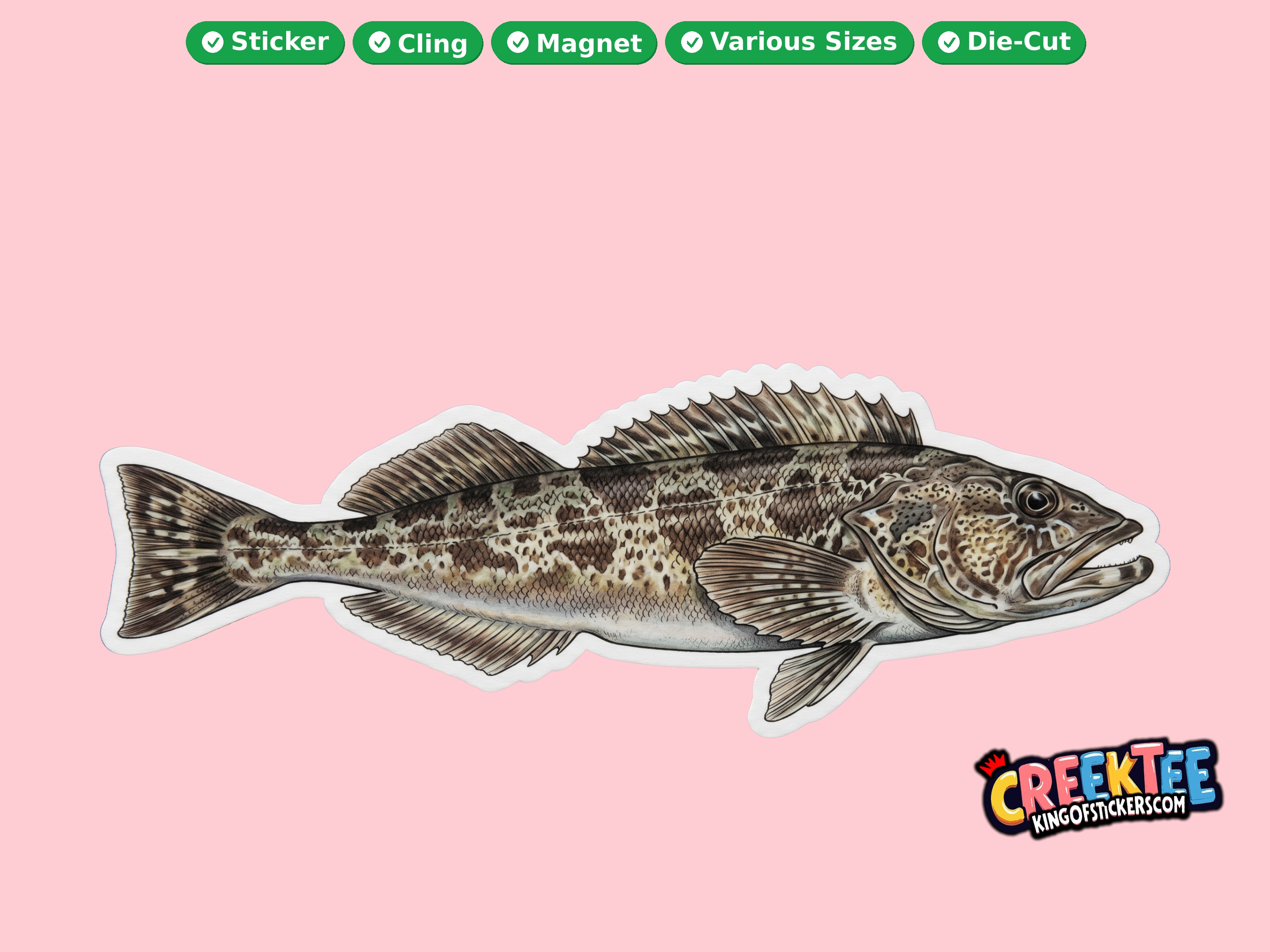 Fish Vinyl Bumper Sticker  Window Cling or Magnet in UV Laminate Coating and Various Sizes