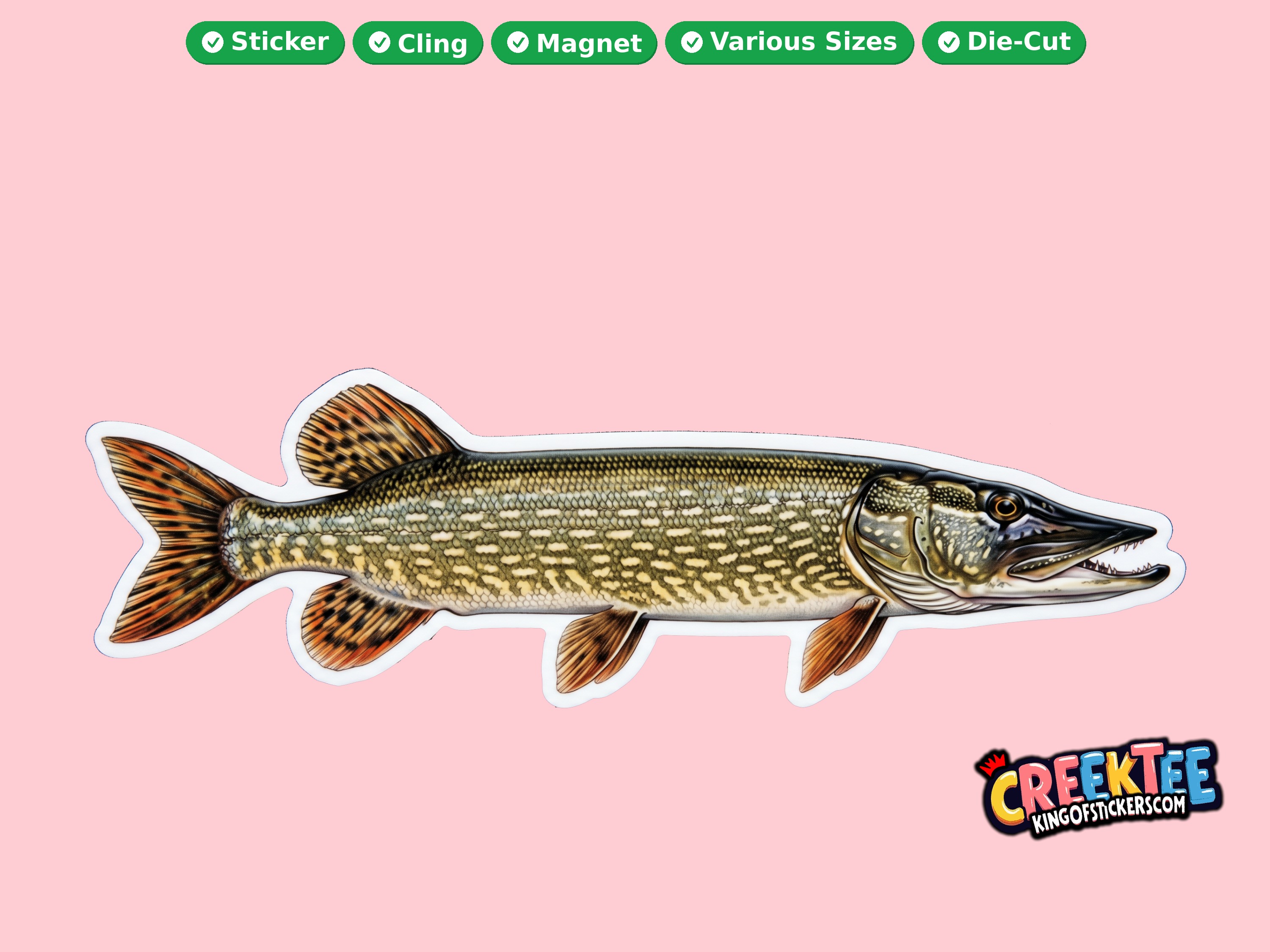 Fish Vinyl Bumper Sticker  Window Cling or Magnet in UV Laminate Coating and Various Sizes