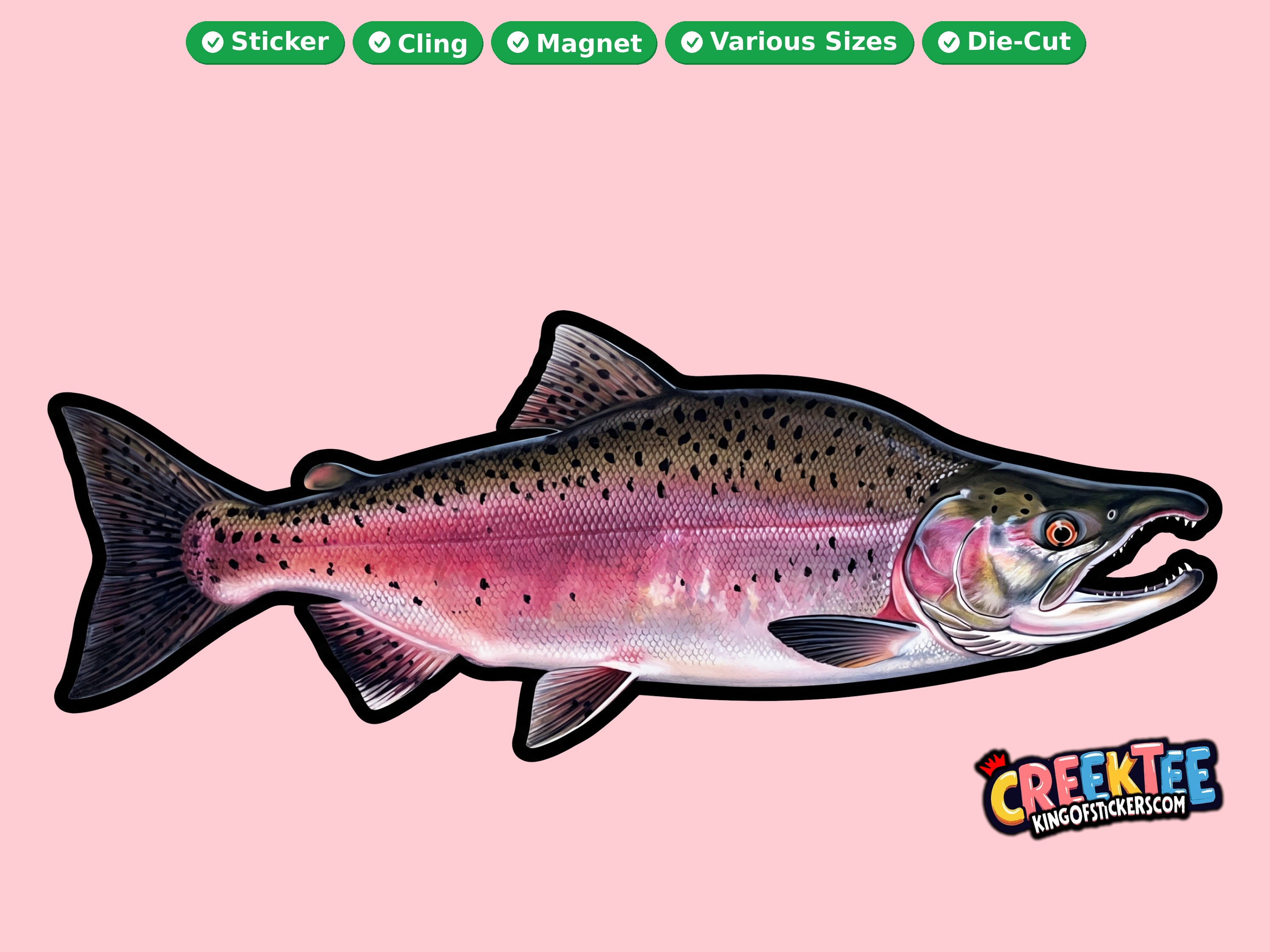 Fish Vinyl Bumper Sticker  Window Cling or Magnet in UV Laminate Coating and Various Sizes