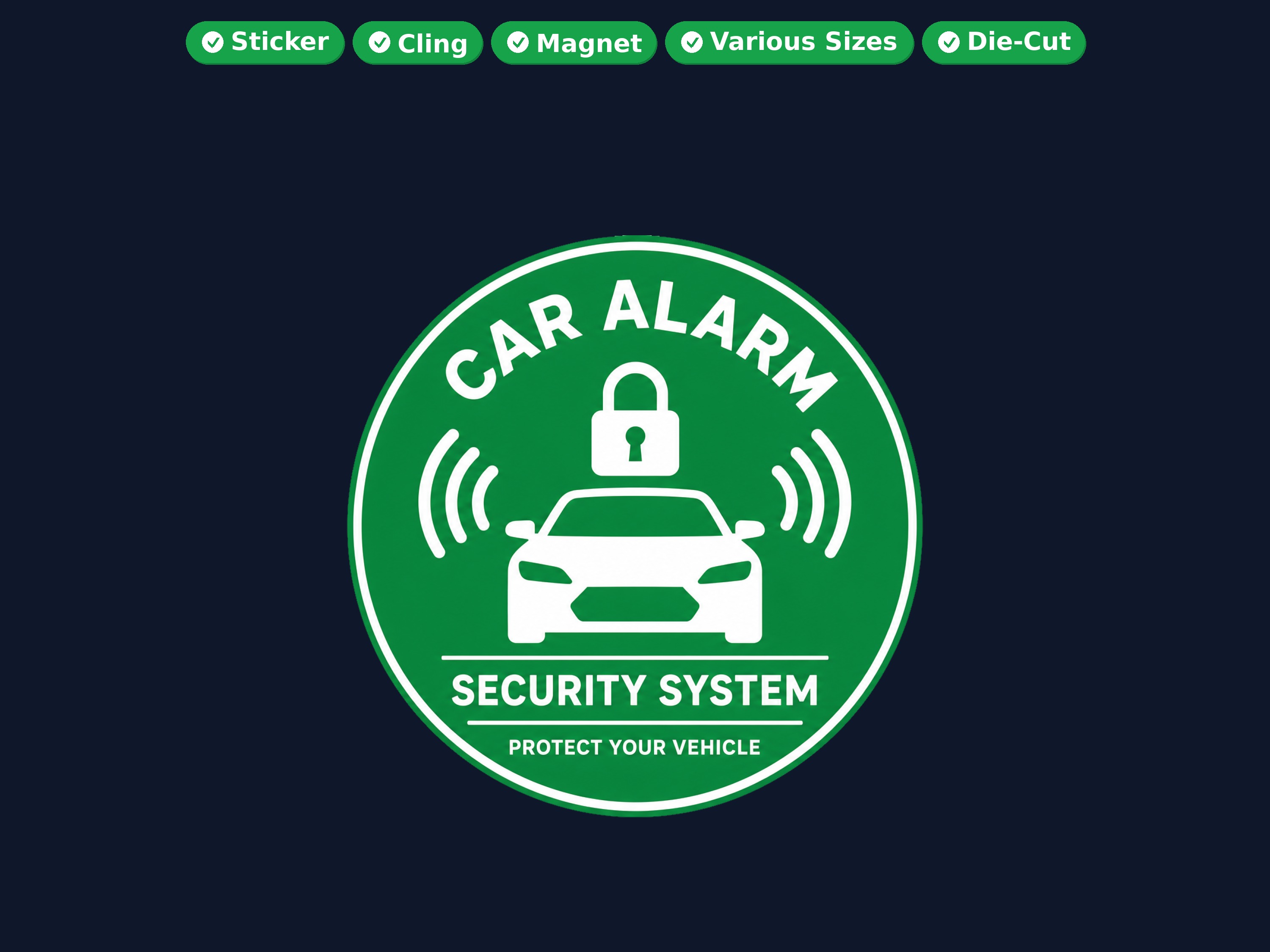 Security System Die Cut Vinyl Sticker  Window Cling or Magnet with Laminate Coating in Various Sizes
