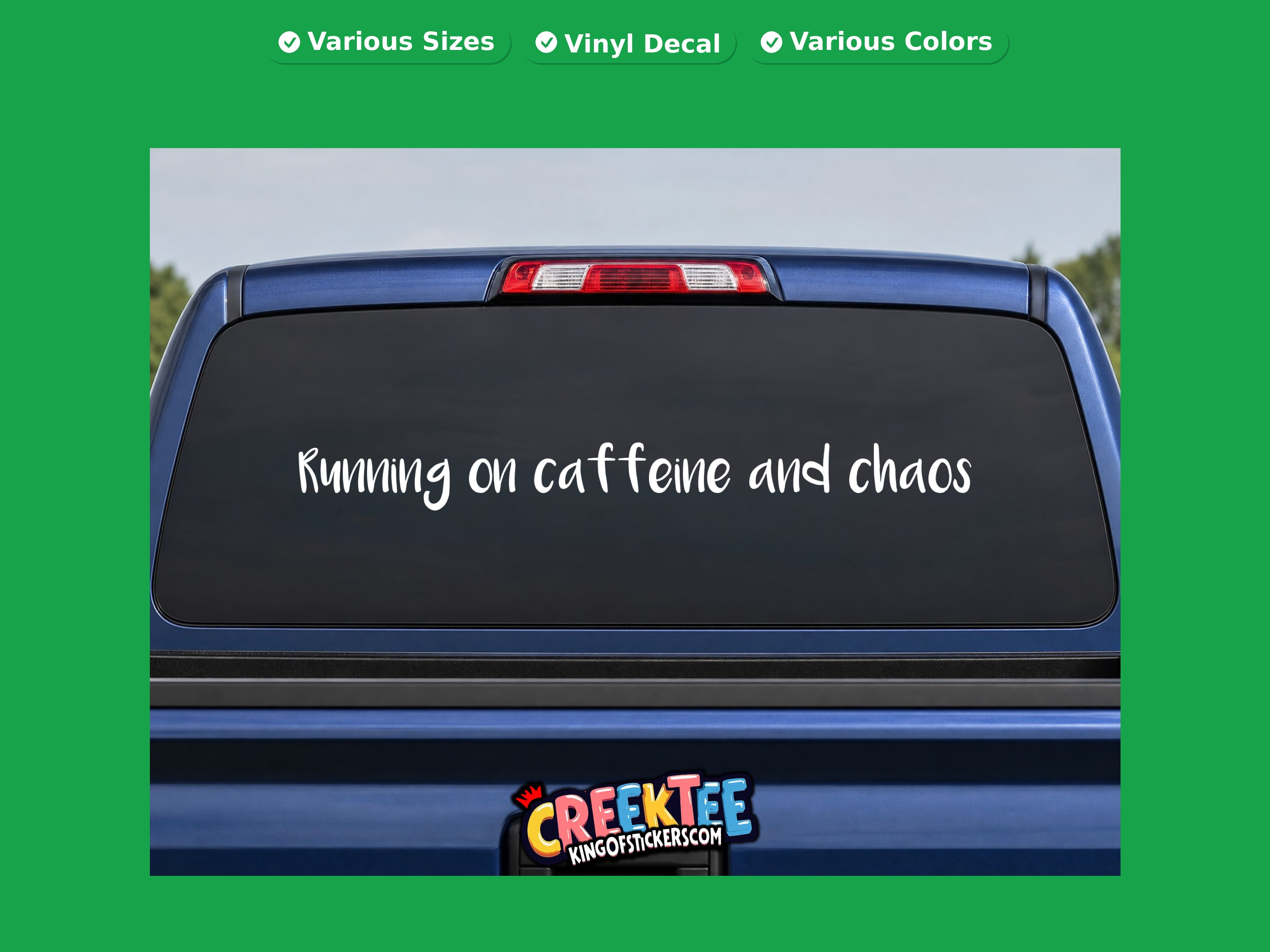 Running on caffeine and chaos Vinyl Decal In Various Colors  Chrome Colors and Various Sizes